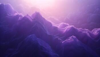 AI generated a purple mountain landscape with the sun shining through photo