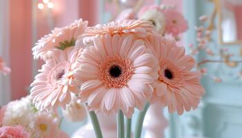 AI generated pink daisy flowers photo