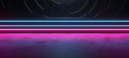 AI generated neon lights with strings of neon and neon lights on dark ground photo