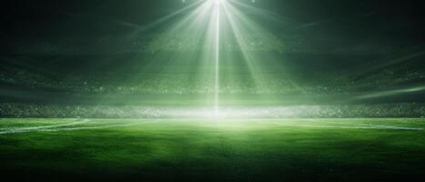 AI generated green grass background with light shining through it photo