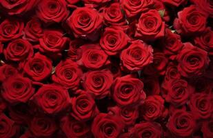 AI generated thousands of roses that are very red that are shown against a flat surface photo