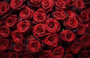 AI generated thousands of roses that are very red that are shown against a flat surface photo