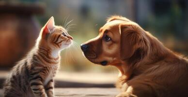 AI generated the difference between cats and dogs, what is the cat's and dogs' relationship photo