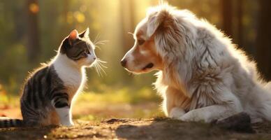 AI generated the difference between cats and dogs, what is the cat's and dogs' relationship photo