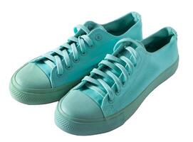 Turquoise sneakers isolated. A pair of mint shoes. Sports shoe. photo