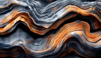 AI generated abstract wave pattern with orange and black colors photo