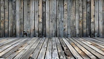 ai generado de madera piso con de madera tablones y de madera pared foto