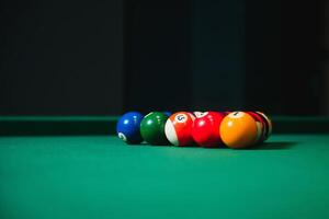 Snooker ball on snooker table photo
