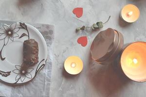 Romantic breakfast for a couple in love photo