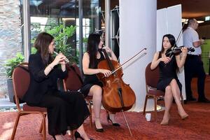 Chello, Guitar, Girls Playing Music in Organization, Istanbul, Turkey photo