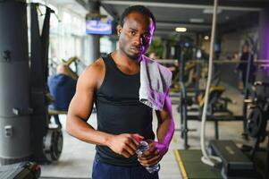 Black African American young man at the gym photo