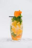 Fruit cocktail on a white background photo