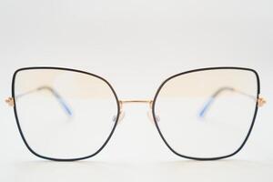 Black eyeglasses with white background photo