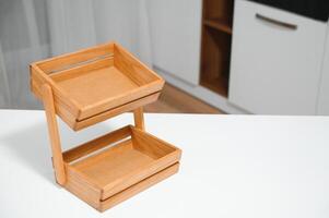 Handmade craft box for vegetables or fruits in the kitchen photo