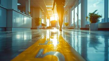 AI generated Man Standing in Front of Window With Suitcase photo