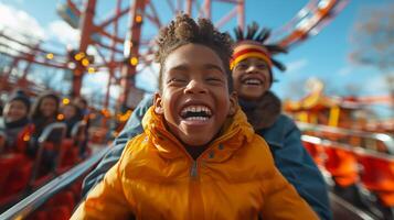 AI generated Group of People Riding a Merry Go Round photo