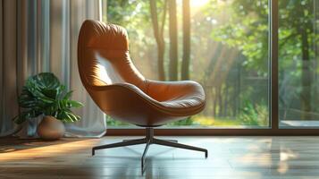 AI generated Orange Chair in Front of Window photo