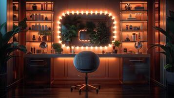AI generated Room With Chair and Mirror photo