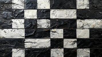 AI generated Black and White Checkered Tile Wall photo