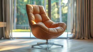 AI generated Orange Chair in Front of Window photo