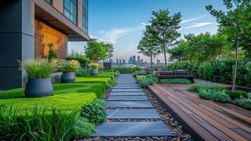 AI generated Lush Garden Abundant With Various Plants photo