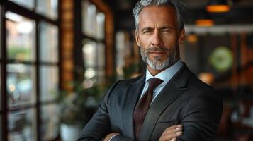 AI generated Businessman in Suit and Tie Poses for Picture photo