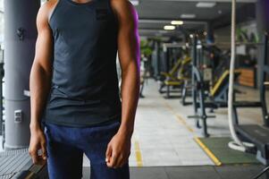 Black African American young man at the gym photo