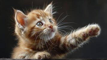 AI generated Small Kitten Playing With Paw photo