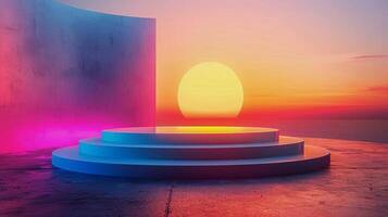 AI generated Large Round Object on Cement Floor photo