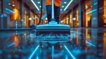 AI generated Person Cleaning Floor With Mop photo