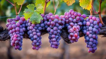 AI generated Bunch of Grapes Hanging From Vine photo