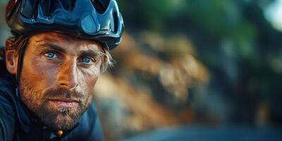AI generated Close Up of Person Wearing Helmet photo