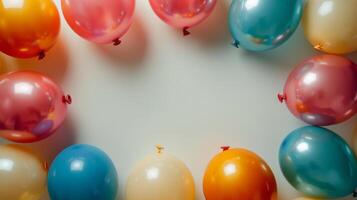 ai generado grupo de globos flotante en el aire foto