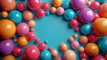 AI generated Colorful Balloons on Blue Surface photo