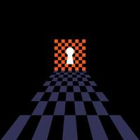 Geometric Futuristic Composition with Checkered Pattern and keyhole vector