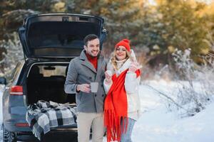 winter snow couple love story photo