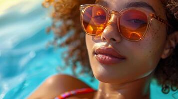 AI generated Woman Wearing Sunglasses in Pool of Water photo
