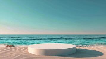 AI generated White Circular Object on Sandy Beach photo