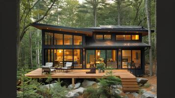 AI generated House in the Woods With a Deck photo