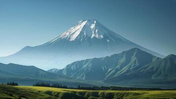 AI generated Snow-Covered Mountain in Field photo