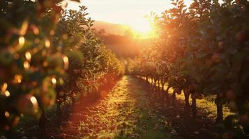 AI generated Sun Shining Through Trees in Field photo