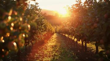 ai generado Dom brillante mediante arboles en campo foto