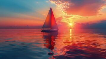 AI generated Sailboat Sailing in Ocean at Sunset photo