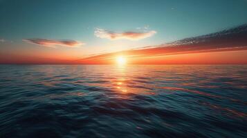 AI generated Sun Setting Over Ocean From Boat photo