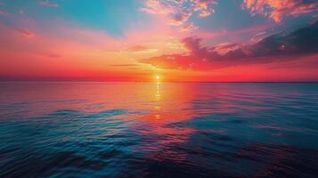 AI generated Sun Setting Over Calm Lake photo