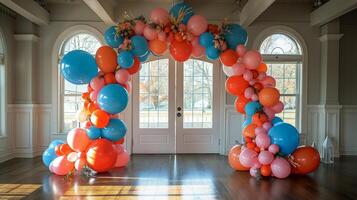 ai generado grupo de globos flotante en el aire foto