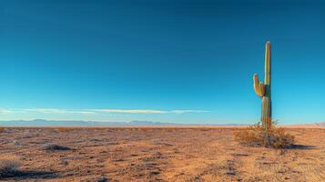 ai generado grande cactus en pie en Desierto foto