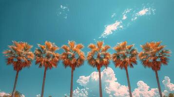 AI generated Row of Palm Trees Against Blue Sky photo