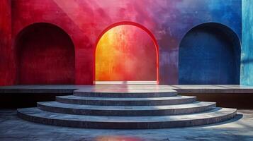 AI generated Colorful Wall With Steps photo