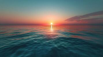 AI generated Sun Setting Over Ocean From Boat photo
